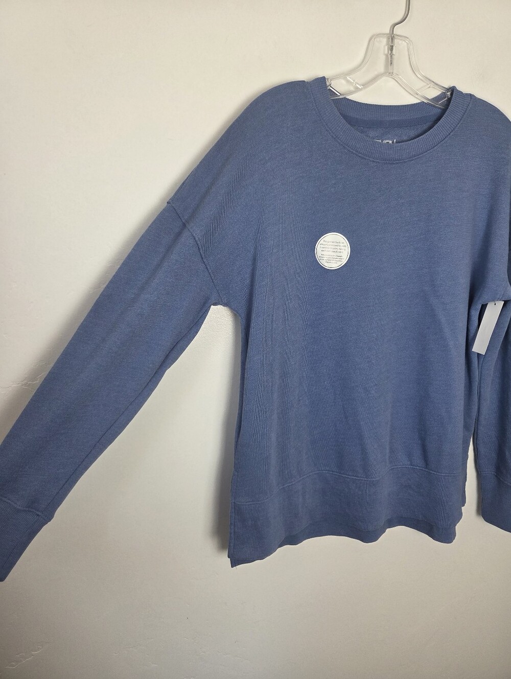NEW Time & Tru Sweatshirt Oversized Cottage Blue XS Comfy Crewneck Casual Women - Picture 2 of 6